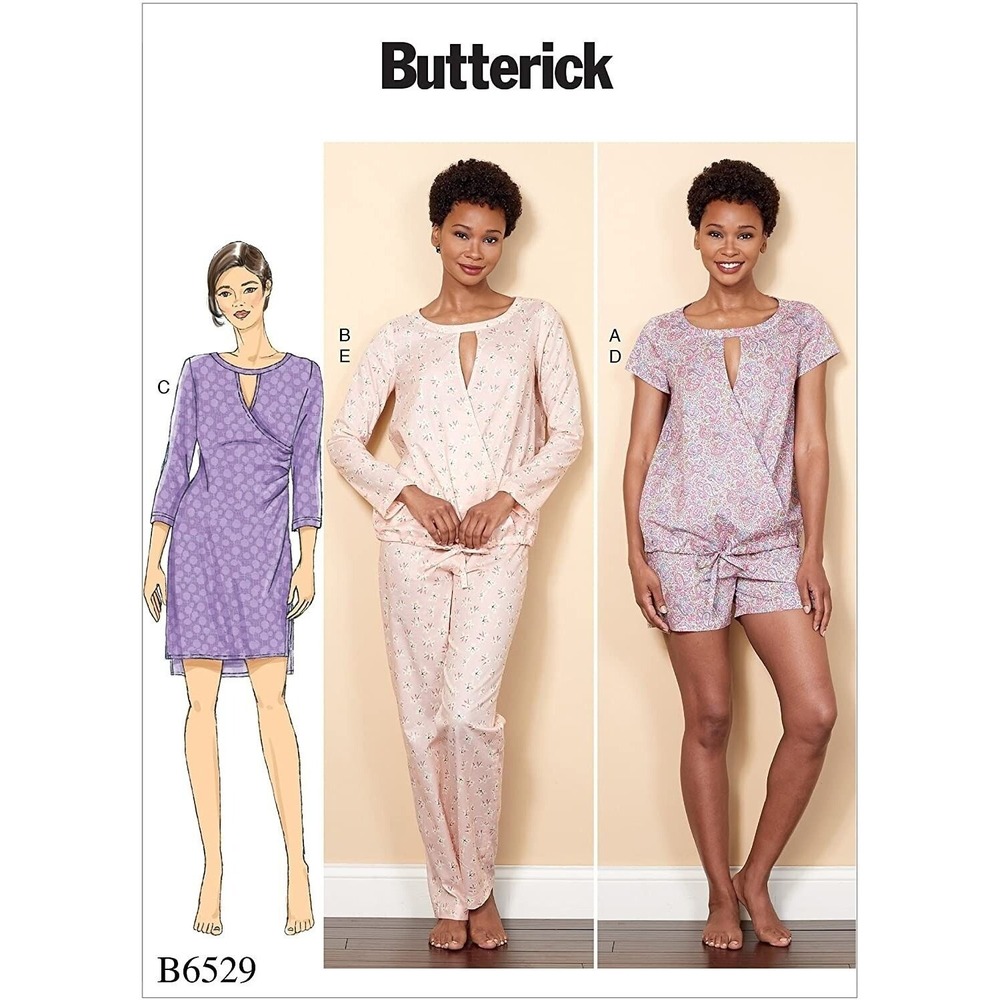 Butterick 6529 Sewing Pattern L-XXL‎ Crossover Top Dress Shorts Pants Uncut